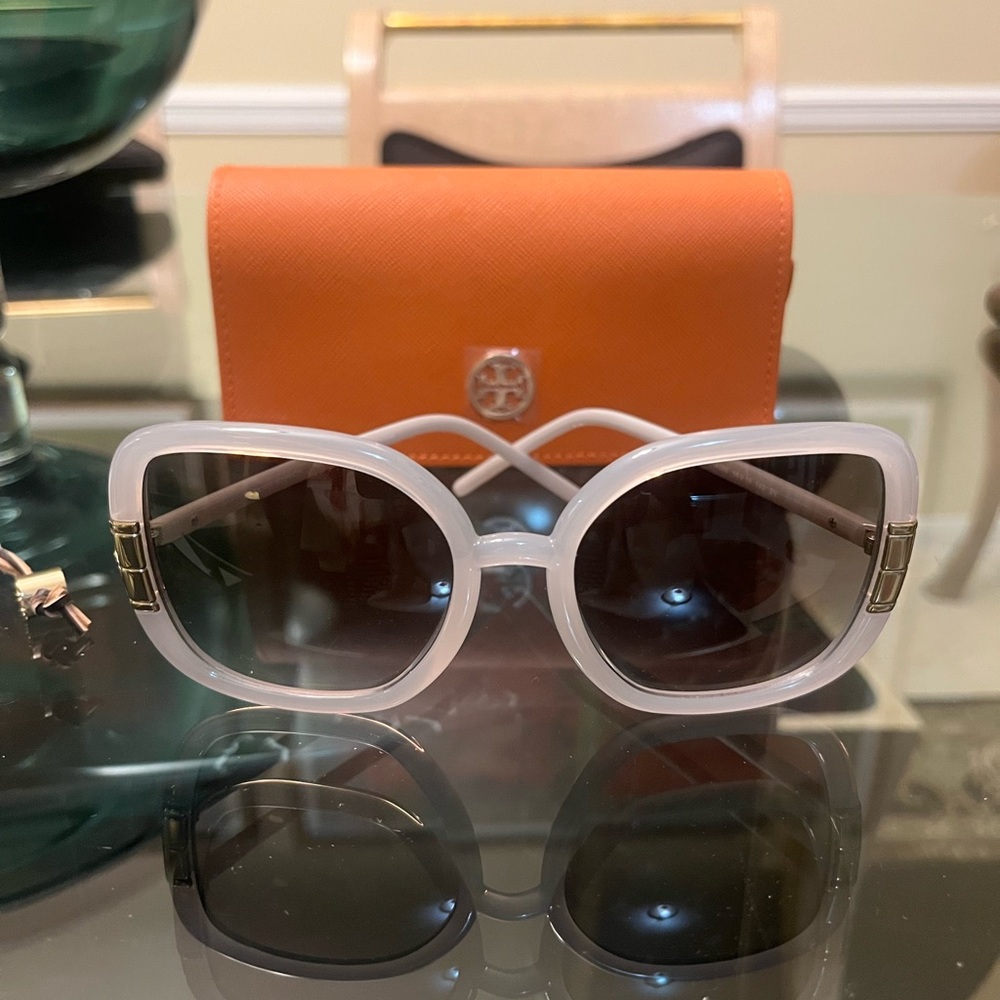 Tory Burch White Sunglasses with Orange Case
